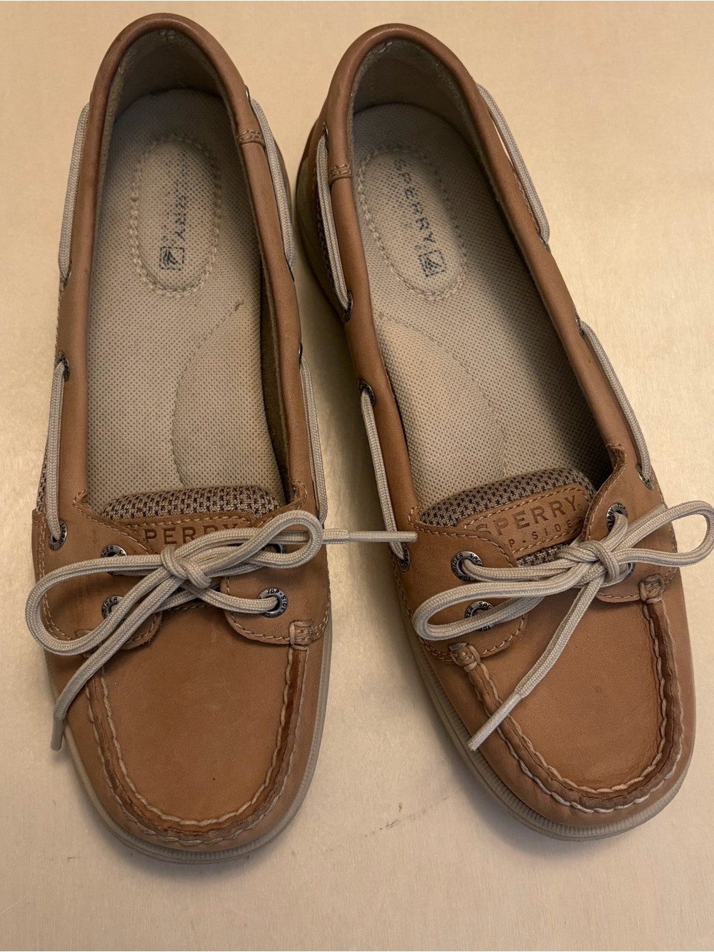 Sperry Women's Tan Leather Slip-On Boat Shoes, Size 7